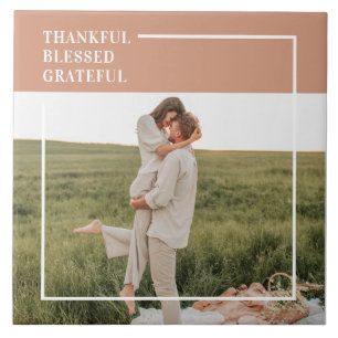 Foto van moderne familie   Dankful Blessed Gratefu Tegeltje