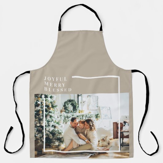 Foto van moderne familie | Joyful Merry Blessed Schort (Voorkant)