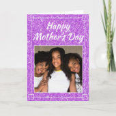 Foto van moederdag Girly Glitter Custom Kaart (Voorkant)