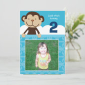 Foto van Monkey Birthday Invitation Double Sided Kaart (Staand voorkant)