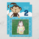 Foto van Monkey Birthday Invitation Double Sided Kaart (Voorkant / Achterkant)