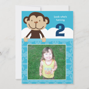 Foto van Monkey Birthday Invitation Double Sided Kaart