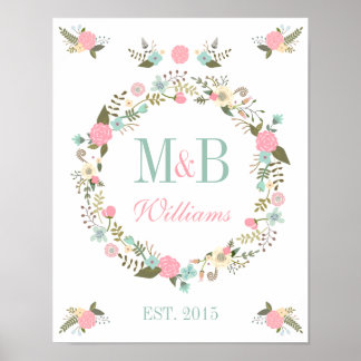 Foto van Monogram bruiloft poster van Floral boho