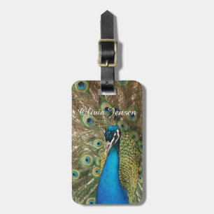 Foto van Mooie Pauw met Uitgespreide Veren Bagagelabel