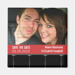 Foto van Movie Theater Save the Date Magnet, Red Magneet