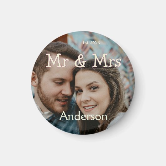 foto van mr & mrs naam kerst koppel huwelijksgeel magneet (Voorkant)