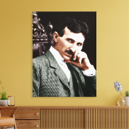 Foto van Nikola Tesla op 40-jarige leeftijd Canvas Afdruk