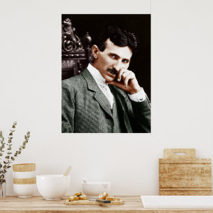 Foto van Nikola Tesla op 40-jarige leeftijd Poster