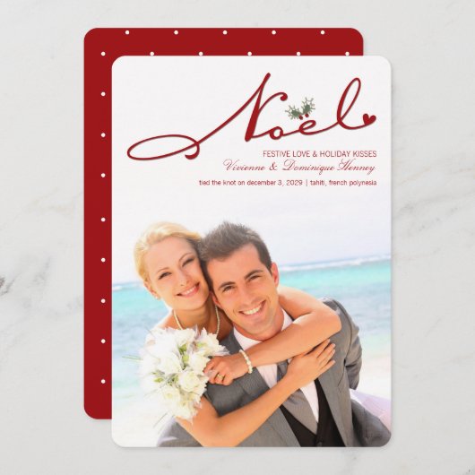 Foto van Noel Mistletoe First Kerstfeest Weddensch Kaart (Voorkant / Achterkant)