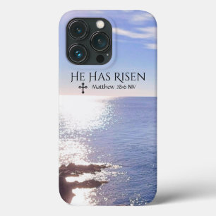 Foto van Ocean Christus is Risen Bible Verse Pasen iPhone 13 Pro Hoesje