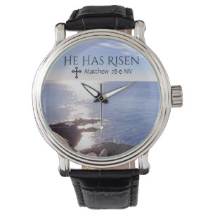 Foto van Ocean Christus is Risen Bible Verse Pasen Horloge