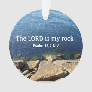 Foto van Ocean God is My Rock Bible Verse Blue Ornament