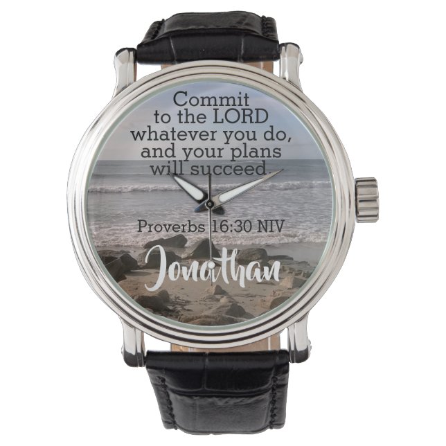 Foto van Ocean Shore Proverbs Bijbelsucces Horloge (Voorkant)