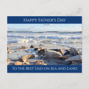 Foto van Ocean Waves Best Dad Blue Briefkaart