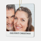 Foto van ons eerste kerstpaar keramisch ornament (Links)