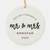 Foto van onze eerste kerstbruiloft keramisch ornament (Voorkant)