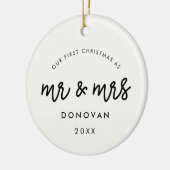 Foto van onze eerste kerstbruiloft keramisch ornament (Links)