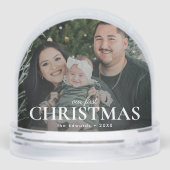 Foto van onze eerste kerstfamilie sneeuwbol (Achterkant)