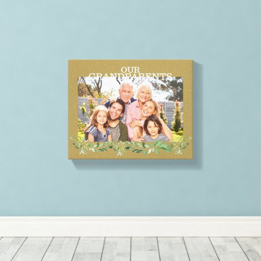 Foto van onze grootouders met GrandChildren Foliag Canvas Afdruk (Insitu (Houten vloer))
