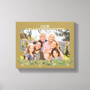 Foto van onze grootouders met GrandChildren Foliag Canvas Afdruk