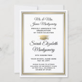Foto van ouders White Black & Gold Afstuderen Aankondiging (Voorkant)