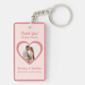 Foto van Paar in Hart Huwelijksgunst Peach Sleutelhanger (achterkant)