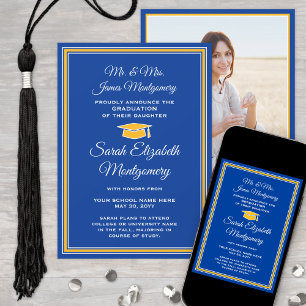 Foto van Parents Blue and Gold Formal Afstuderen Aankondiging