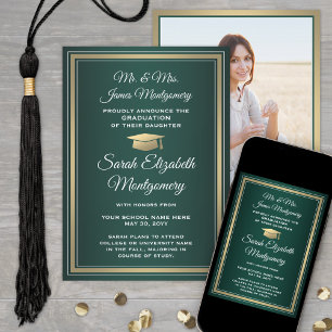 Foto van Parents Green Gold en White Afstuderen Aankondiging