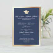Foto van Parents Navy Blue & Gold Afstuderen Kaart (Staand voorkant)
