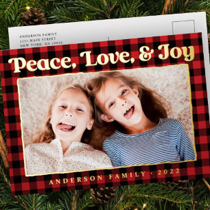 Foto van Peace Love & Joy Pset Pattern Folie Feestdagen Briefkaart
