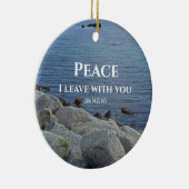 Foto van Peaceful Blue Atlantic Ocean Bible Verse Keramisch Ornament (Rechts)