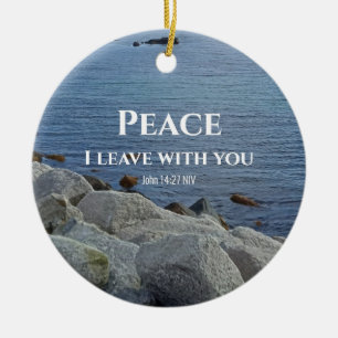 Foto van Peaceful Blue Atlantic Ocean Bible Verse Keramisch Ornament