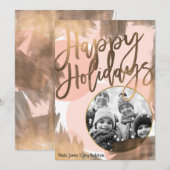 Foto van Peach & Copper Bronze Chic Modern Holiday Feestdagenkaart (Voorkant / Achterkant)