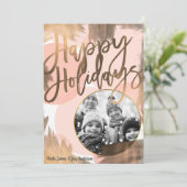 Foto van Peach & Copper Bronze Chic Modern Holiday Feestdagenkaart (Staand voorkant)