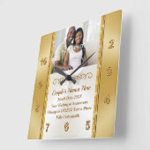Foto van Personalized, Wall Clock for Wedding Gift Vierkante Klok (Hoek)