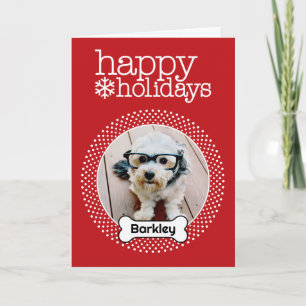 Foto van Pet met Dog Bone - Happy Feestdagen Kaart