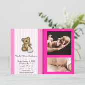 Foto van Pink Teddy Bear Aankondiging Baby (Staand voorkant)