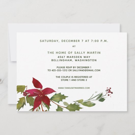 Foto van Poinsettia Greenery met kerstparen Kaart (Achterkant)