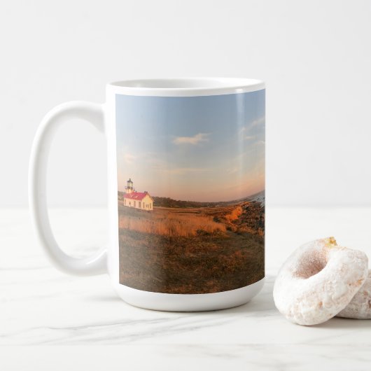 Foto van Point Cabrillo Lighthouse Sunset Mendocin Koffiemok (Met donut)