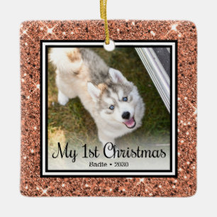 Foto van Puppy's 1 kerstfeest 2 Keramisch Ornament