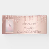 Foto van Quinceanera roos goud glitter welkom Spandoek (Horizontaal)