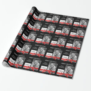 Foto van Red Holiday Ribbon Family Cadeaupapier