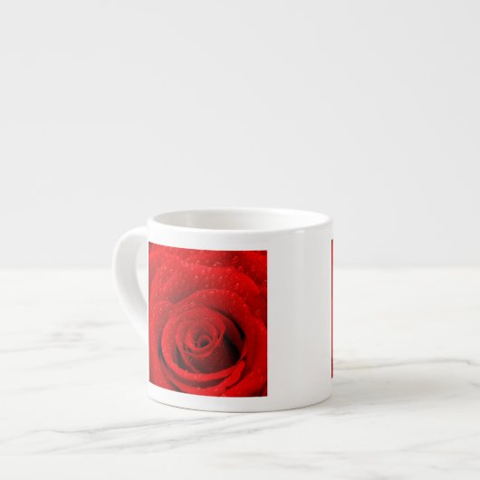 Foto van Red Rose Background Espresso Kop (Voorkant links)