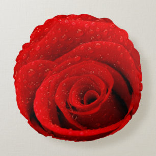 Foto van Red Rose Background Rond Kussen