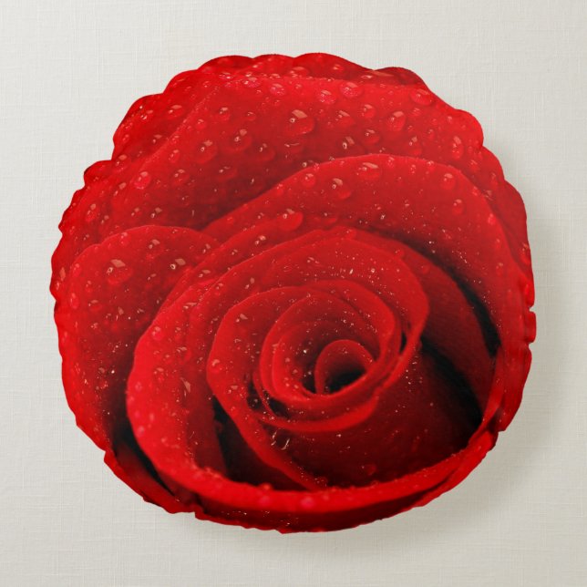 Foto van Red Rose Background Rond Kussen (Voorkant)
