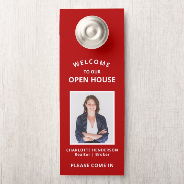 Foto van Red Welcome Open House Real Estate Agent (Op knop)