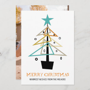 Foto van Retro Kerstboom uit de middeleeuwse feest Feestdagenkaart