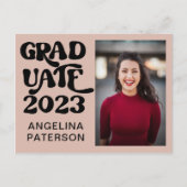 Foto van Retro: zwart en roze Afstuderen partij Uitnodiging Briefkaart (Voorkant)