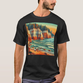 Foto van Rocks National Lakeshore Michigan, kleur T-shirt