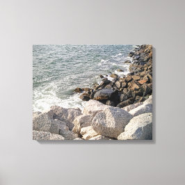 Foto van Rocky Ocean Shore Canvas Afdruk